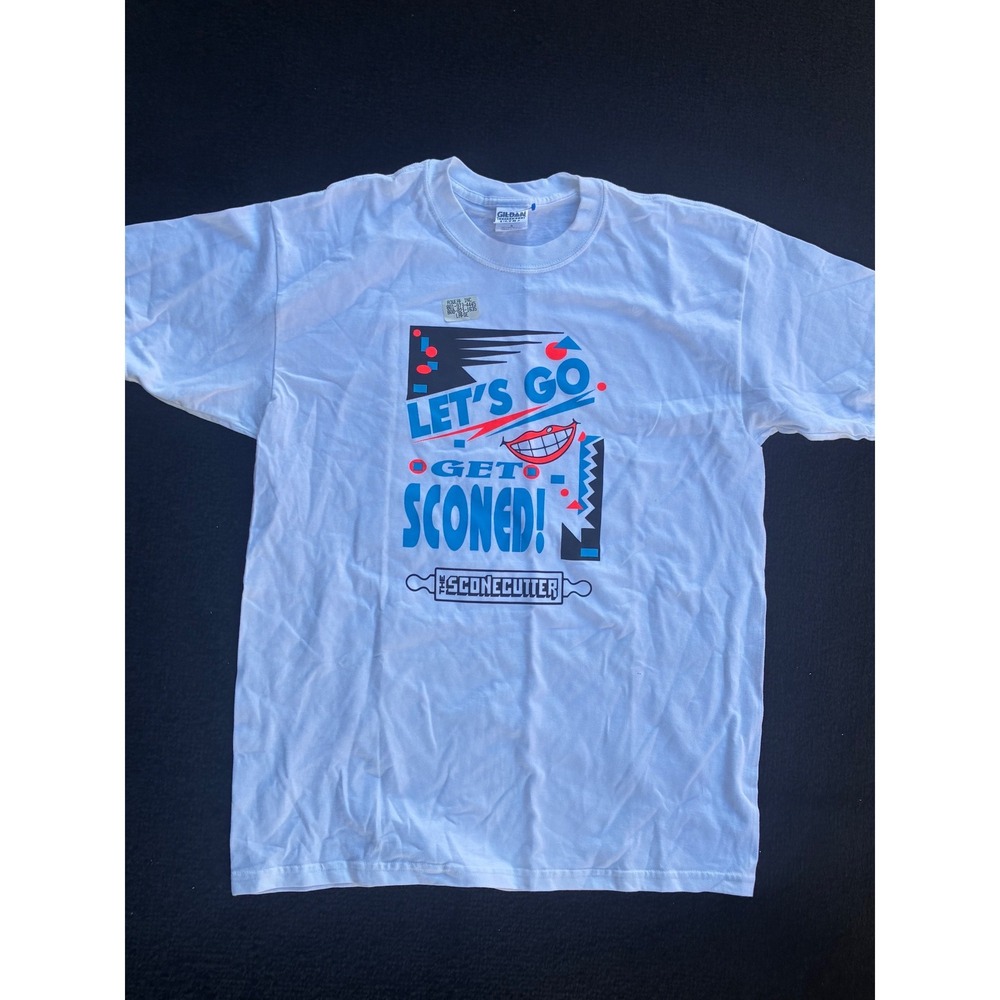 Gildan The Scone Cutter Lets Go Get Sconed Graphic T-Shirt White Large